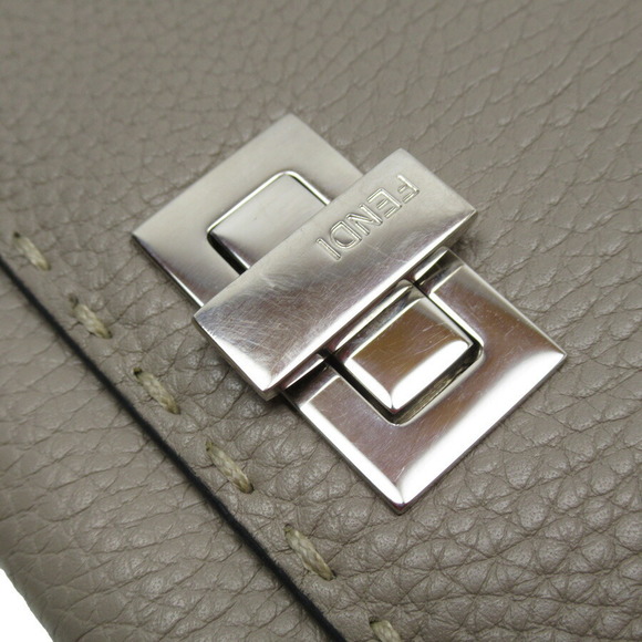 Fendi Leather Bifold Long Wallet Selleria Greige - Picture 9 of 10